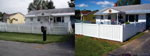 white vinyl fence