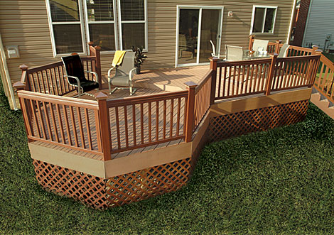 large, raised wpooden deck