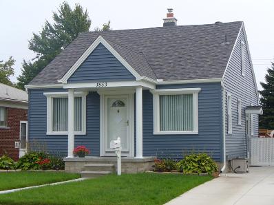 cute single home cottage house, blue
